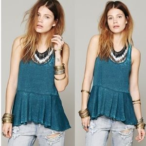 We The Free Burnout Irma Teal High-Low Tank Top